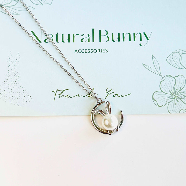 Silver Moon Rabbit Necklace