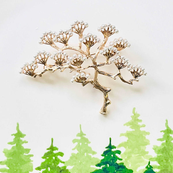 Snow Pine Tree Brooch