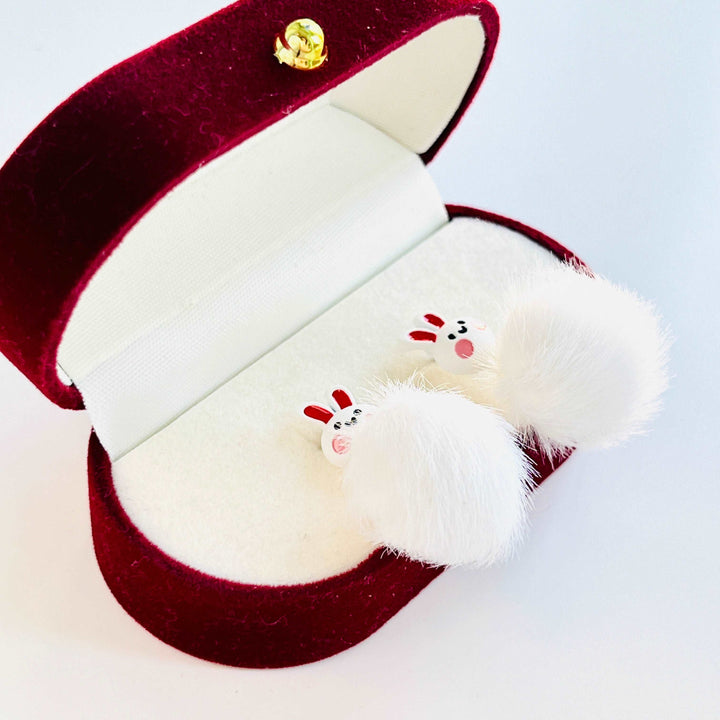 Snow Rabbit Fluffy Earrings