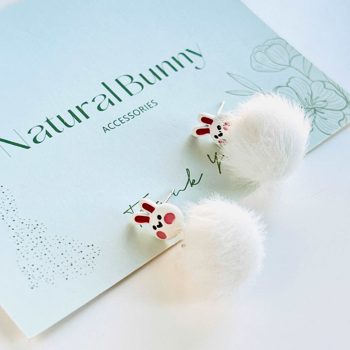 Snow Rabbit Fluffy Earrings