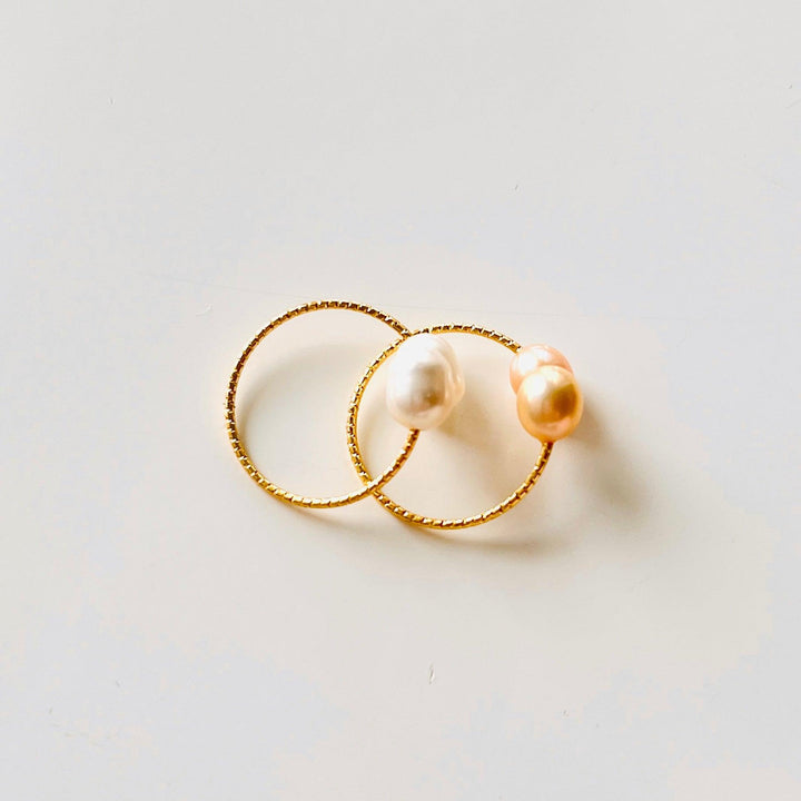 Twin Freshwater Pearl Open Ring - Natural Bunny Accessories