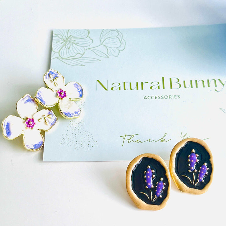 Violet Flower Stud Earrings