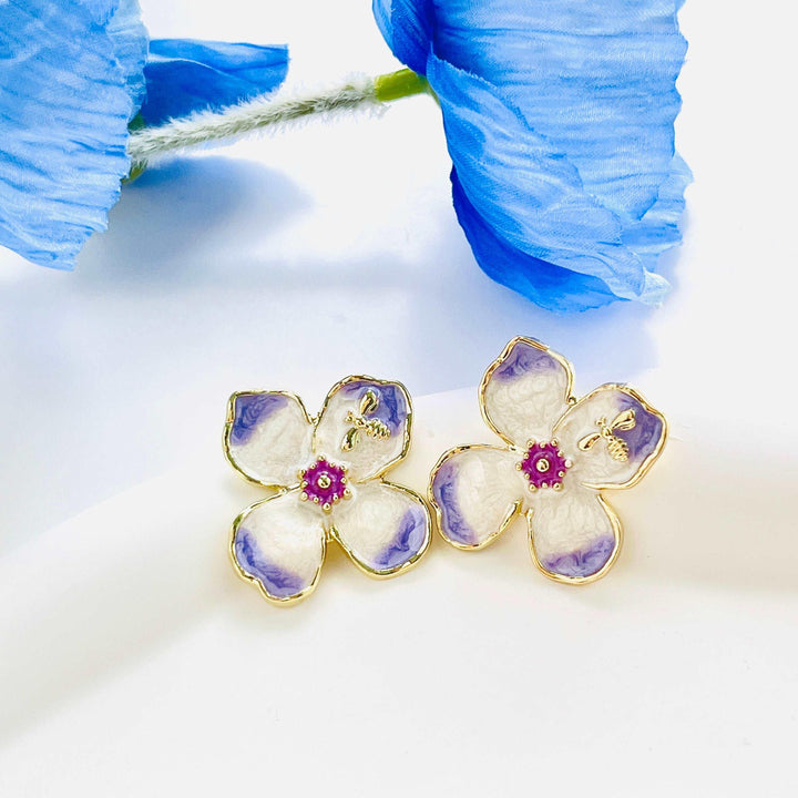 Violet Flower Stud Earrings