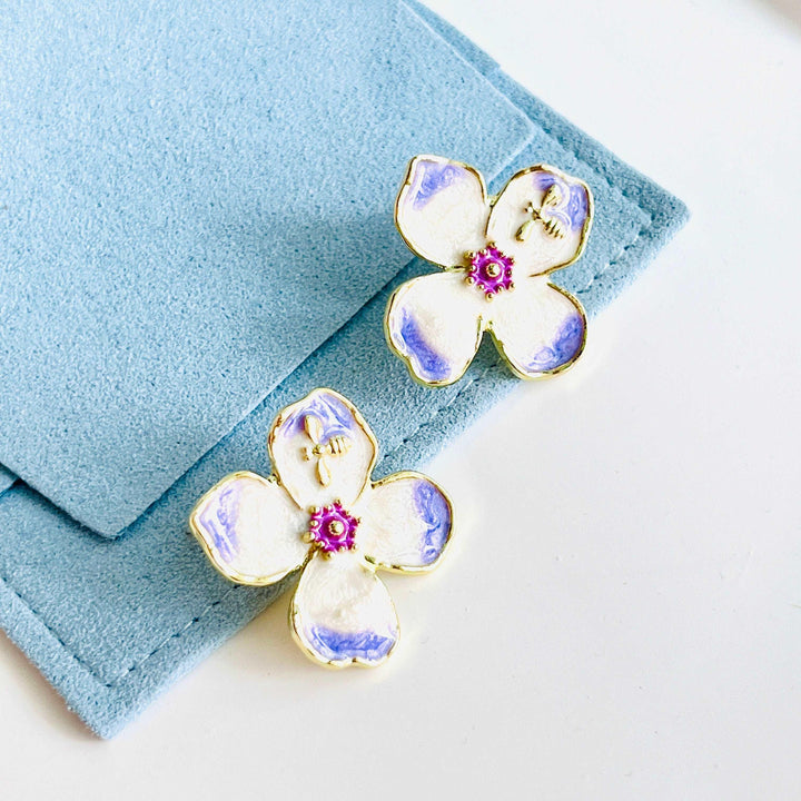 Violet Flower Stud Earrings