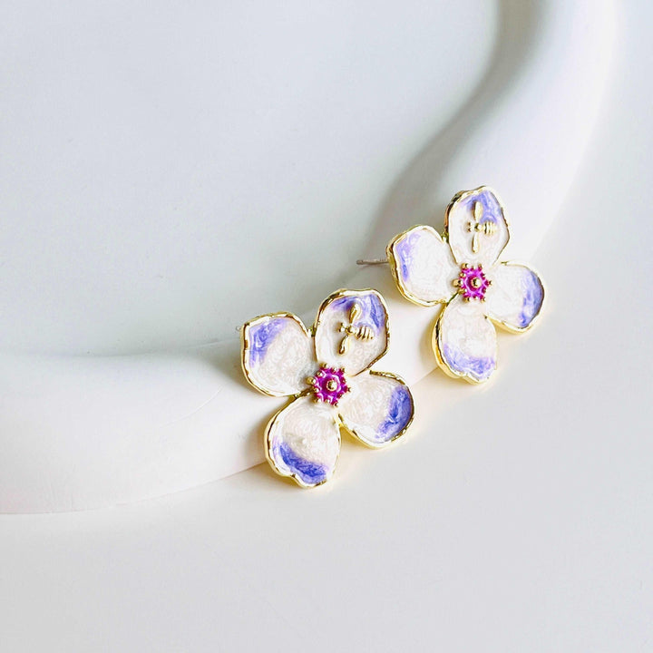 Violet Flower Stud Earrings