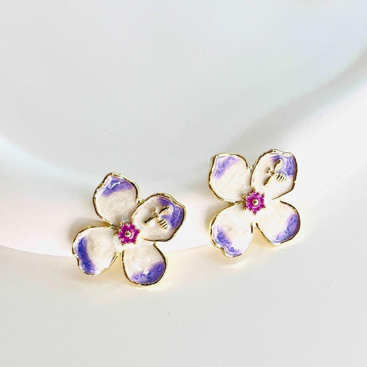 Violet Flower Stud Earrings