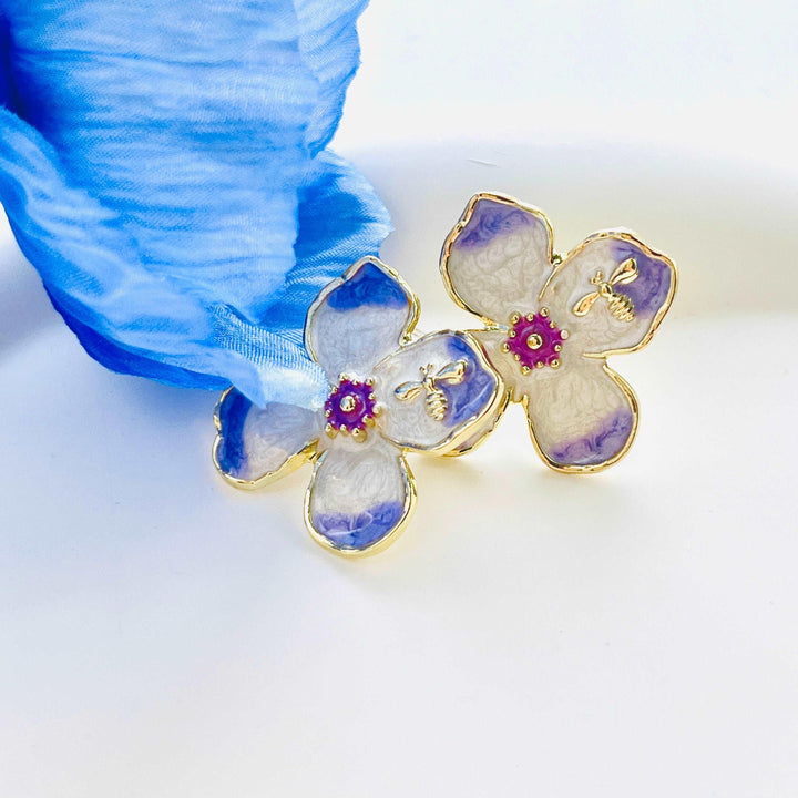 Violet Flower Stud Earrings