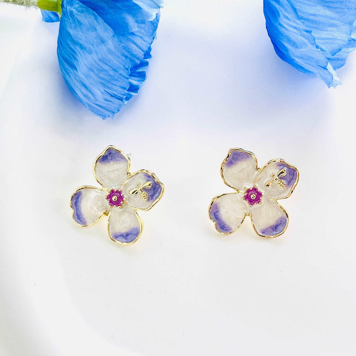 Violet Flower Stud Earrings