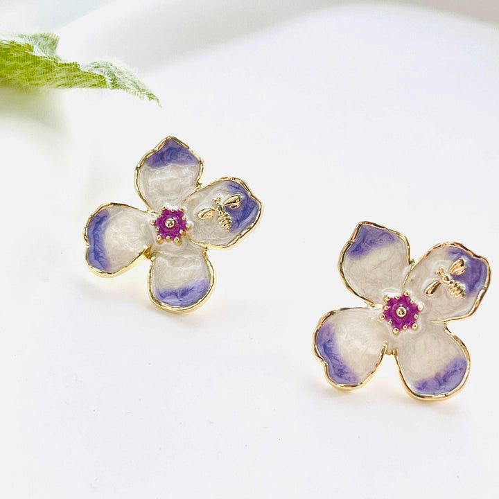 Violet Flower Stud Earrings