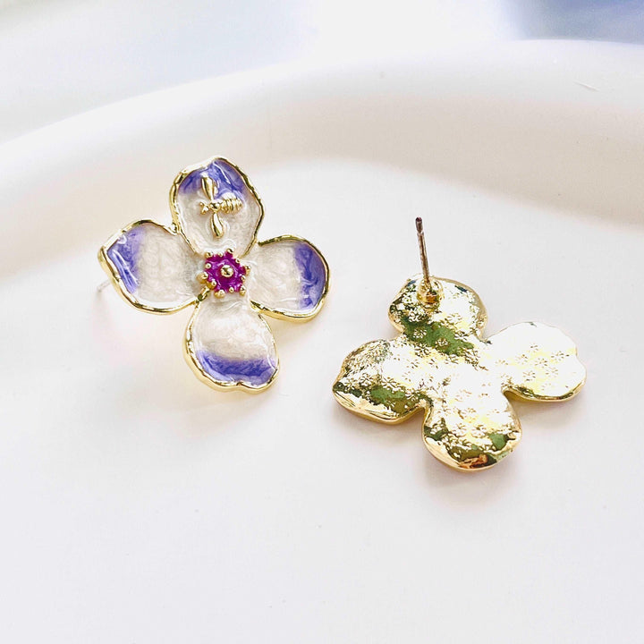 Violet Flower Stud Earrings