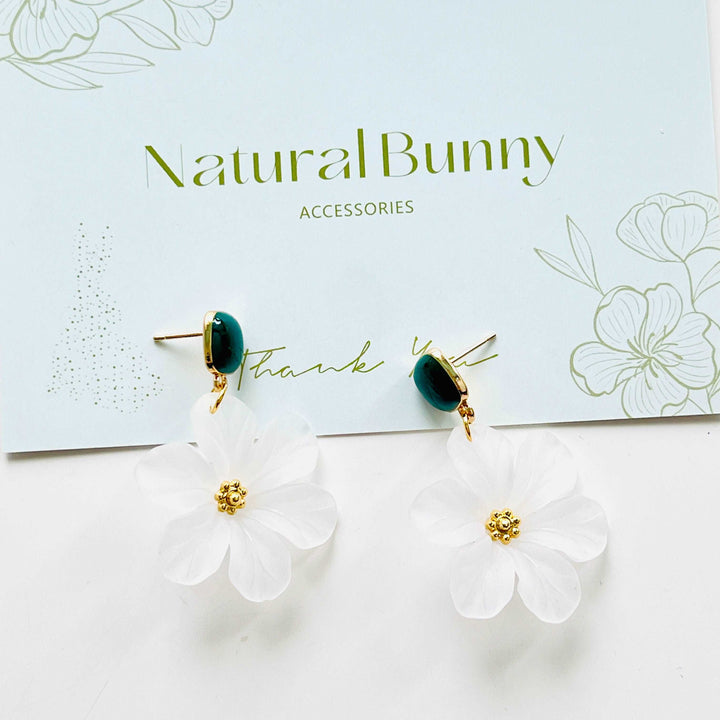 White Anemones Flower Earrings