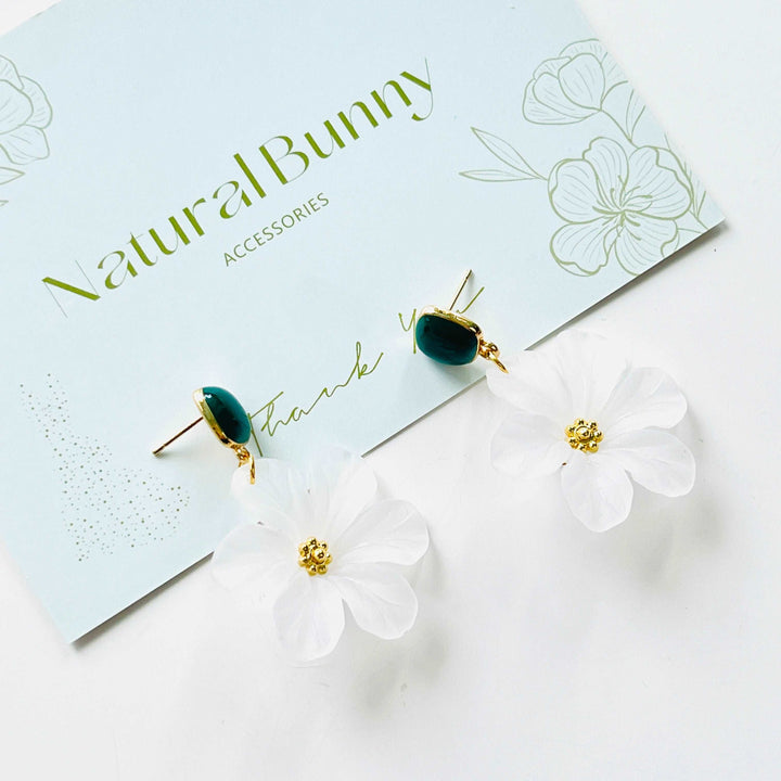 White Anemones Flower Earrings