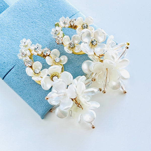 White Jasmine Flower Dangle Earrings