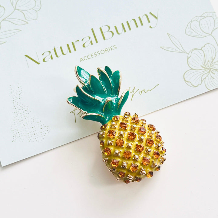 Bright Yellow Pineapple Brooch - Natural Bunny Accessories