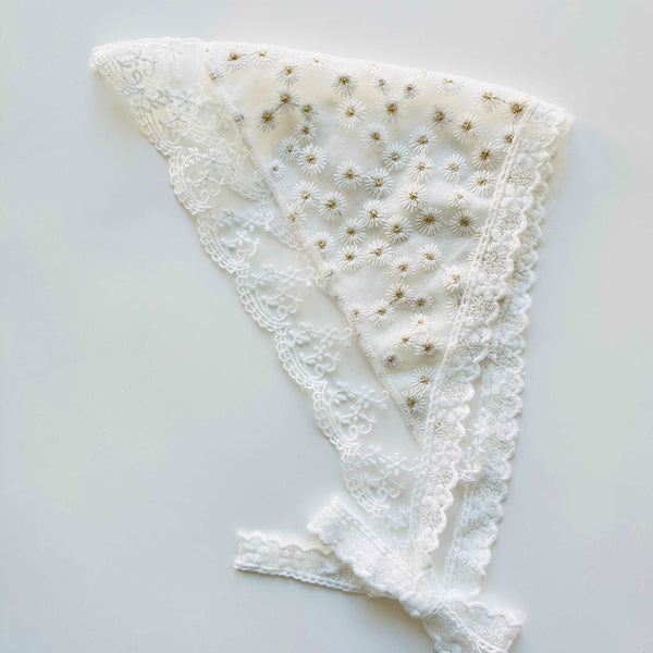 Lace White Daisy Hair Bandana