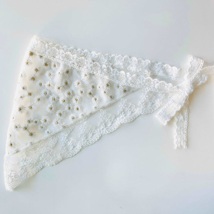 Lace White Daisy Hair Bandana