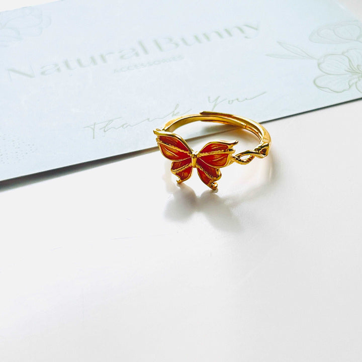 Enamel Butterfly Adjustable Ring