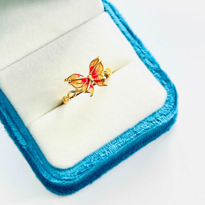 Enamel Butterfly Adjustable Ring