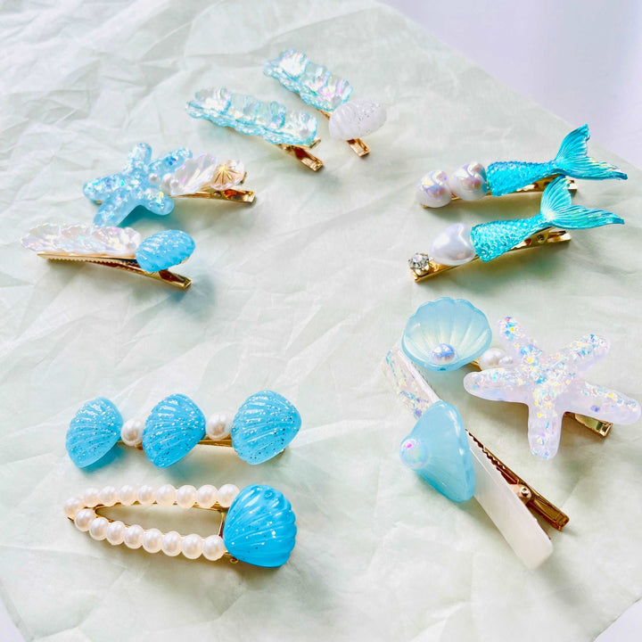 Sky Blue Marine Hair Clips Pack