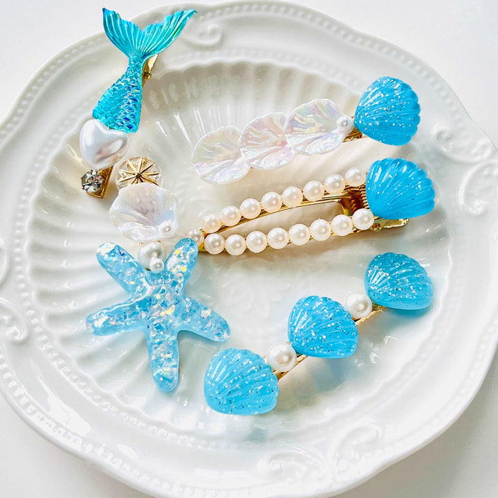 Sky Blue Marine Hair Clips Pack