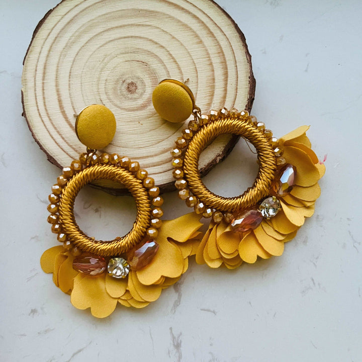 Shinning Sunflower Floral Earrings Natural Bunny 